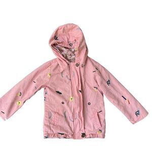 Girls toddler pink embroidered cotton jacket with hood size 3-4T
